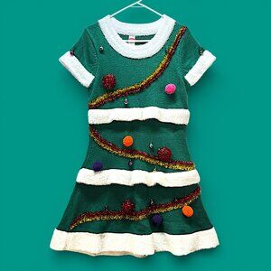 Holiday Time Woman's Ugly Christmas Tree Sweater Dress Party Size Medium